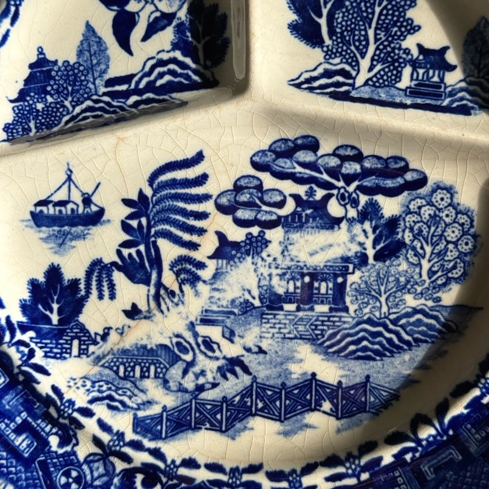 ❤️ Vintage Blue White Floral Plates Pair Chinoiserie Grandmillennial Wall Decor - Picture 10 of 12
